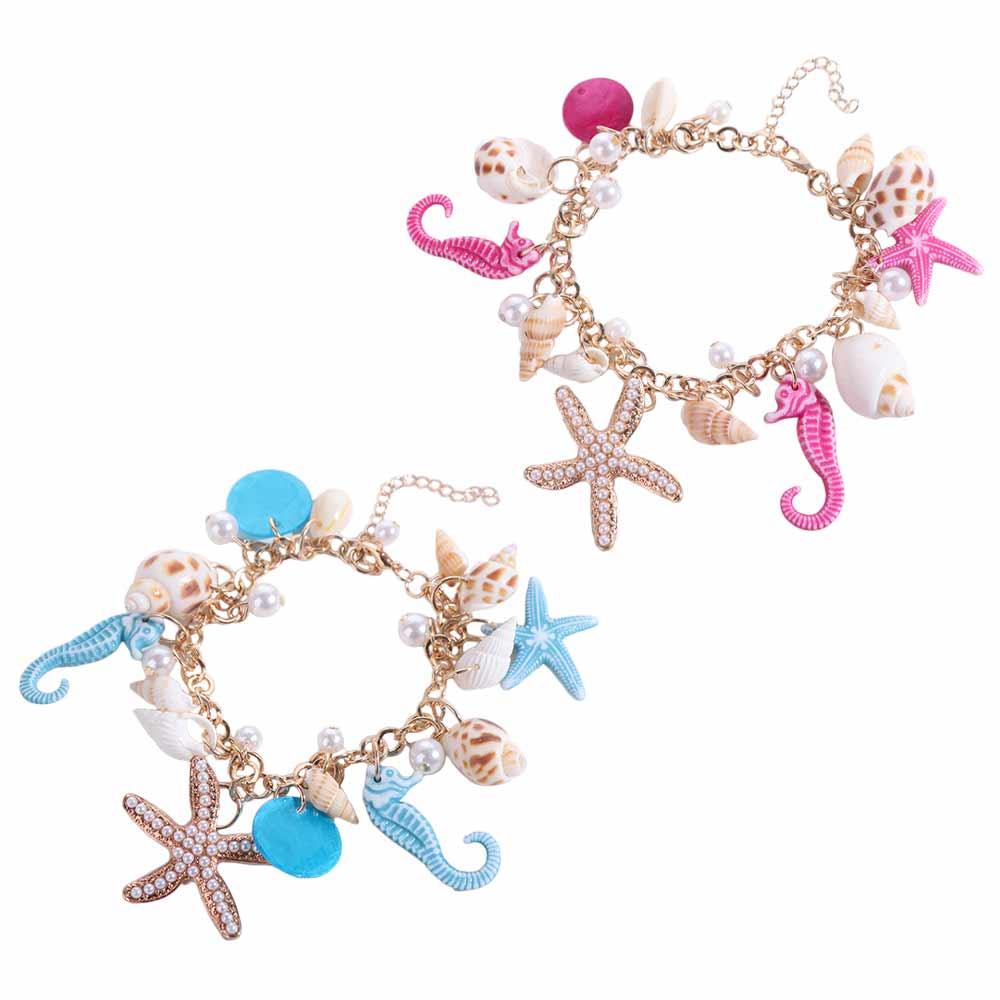 Ornaments Shell Starfish Bracelet Imitation Pearl Natural Conch Beach Bracelets  Vacation