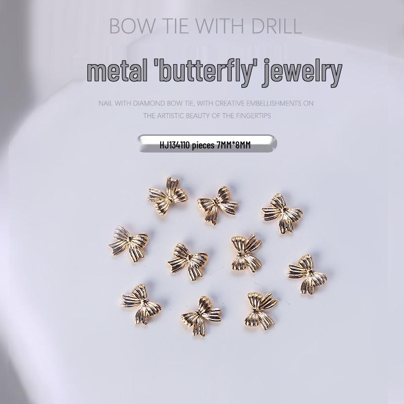 

3D Золотые и Серебряные Бантики-Бабочки Ювелирные Украшения для Ногтей - 10 шт.