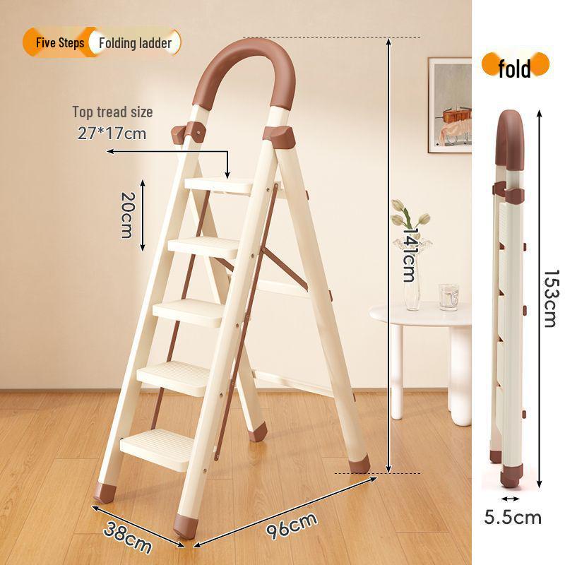 Household Indoor Folding A-Frame Ladder: Multifunctional Clothes and Quilt Drying Rack with Four to Six Steps