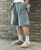 MINAV Buddy Wide Cargo Bermuda Denim Pants [Light Blue]
