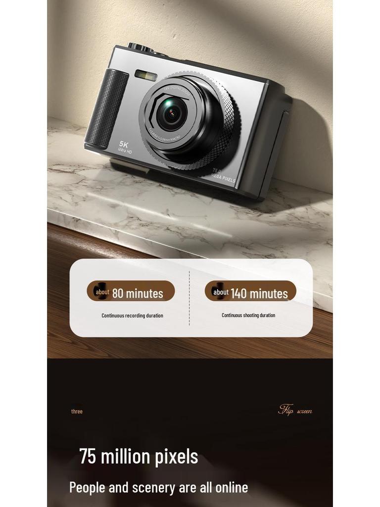 5K HD Flip Screen Mirrorless Camera for Students and Vloggers