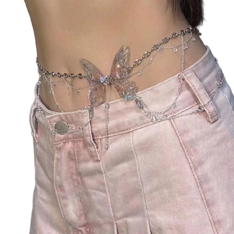Butterfly Pendant Waist Chain with Tassels Women s Fashionable Butterfly Pendant Body Chain Accessory for Dance Parties 1