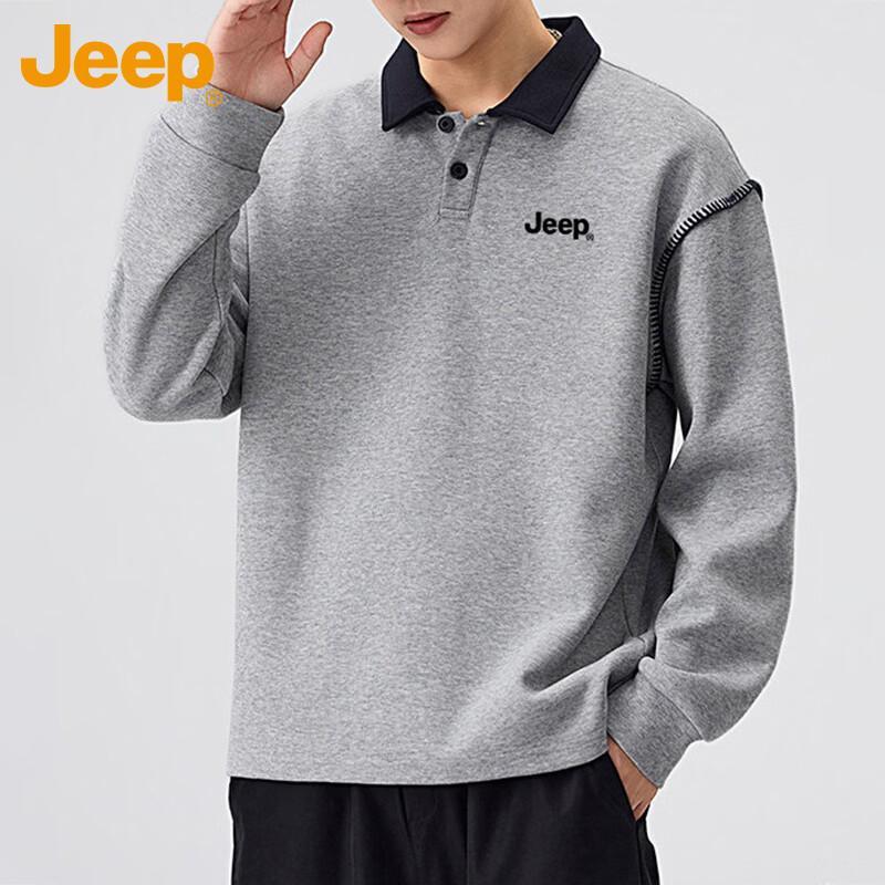 JEEP Men's Loose Fit Polo Collar Sweatshirt