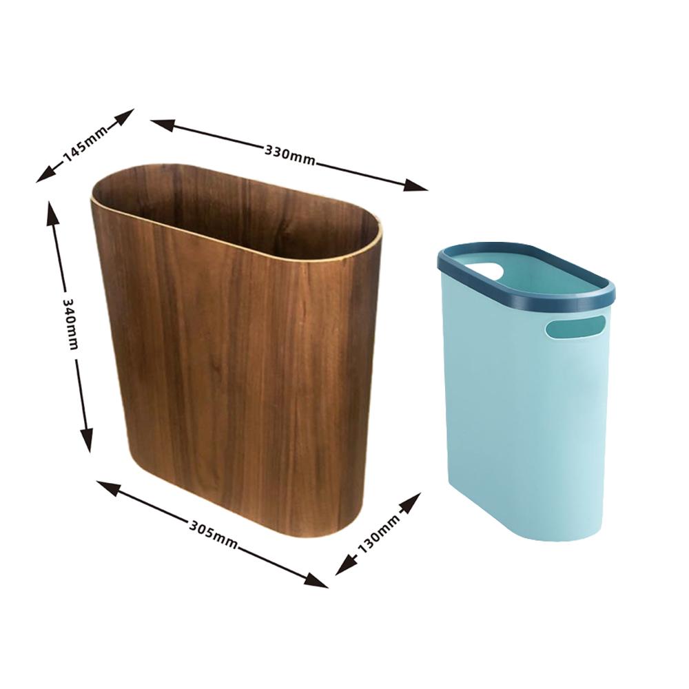 Narrow Wooden Trash Bin Simple Home Wastebasket Small Space Paper Holder Modern Bedroom Storage Dustbin for Bathroom
