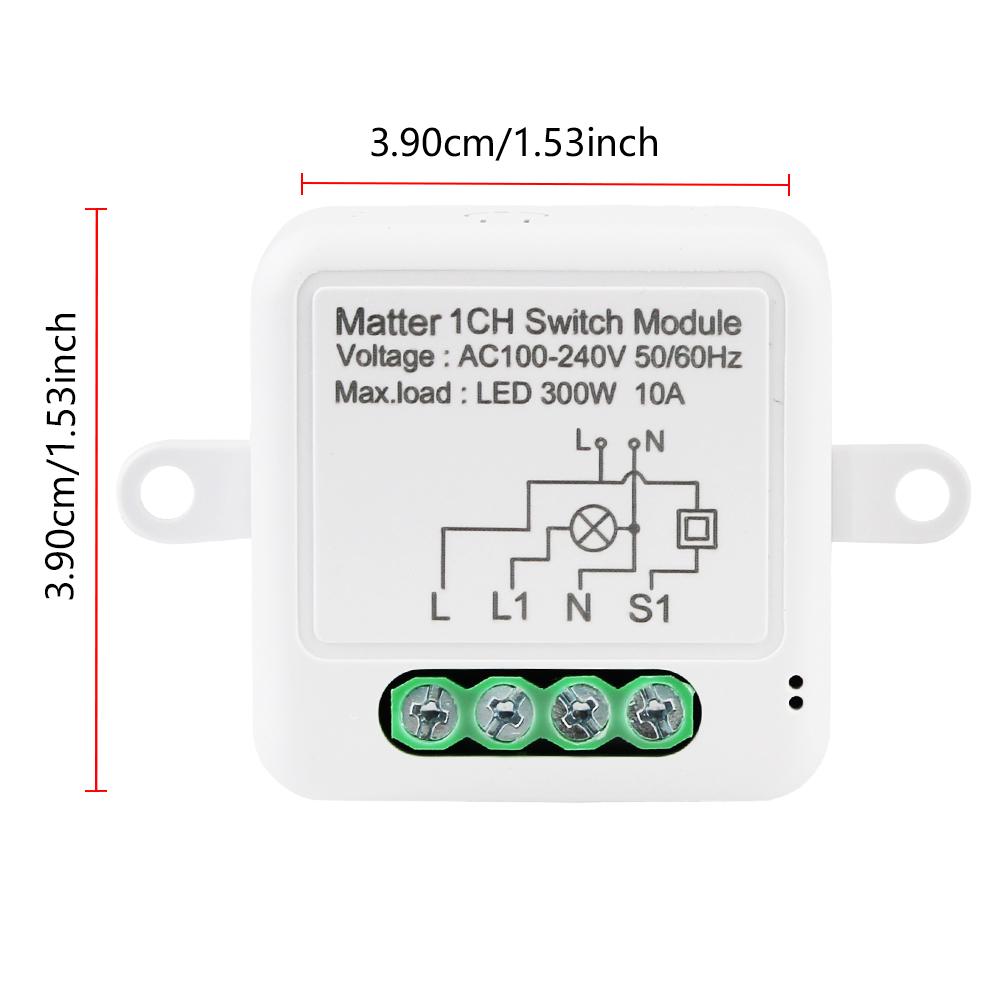 Universal Voice Control On/Off Switch AC 100V-240V Matter Switch Module WIFI Smart Breaker Remote Controller 300W 10A 1/2/3/4CH