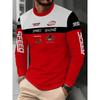 Men'S Round Neck Long Sleeve T-Shirt Fashion Racing Element Printed Top Stylish Sports Casual Base Layer