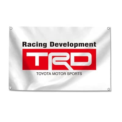 

TRD White Extra Large Flag/Banner, Approximately 150cm x 90cm, Perfect for Decorating Your Room or Garage! American Goods & Car Racing