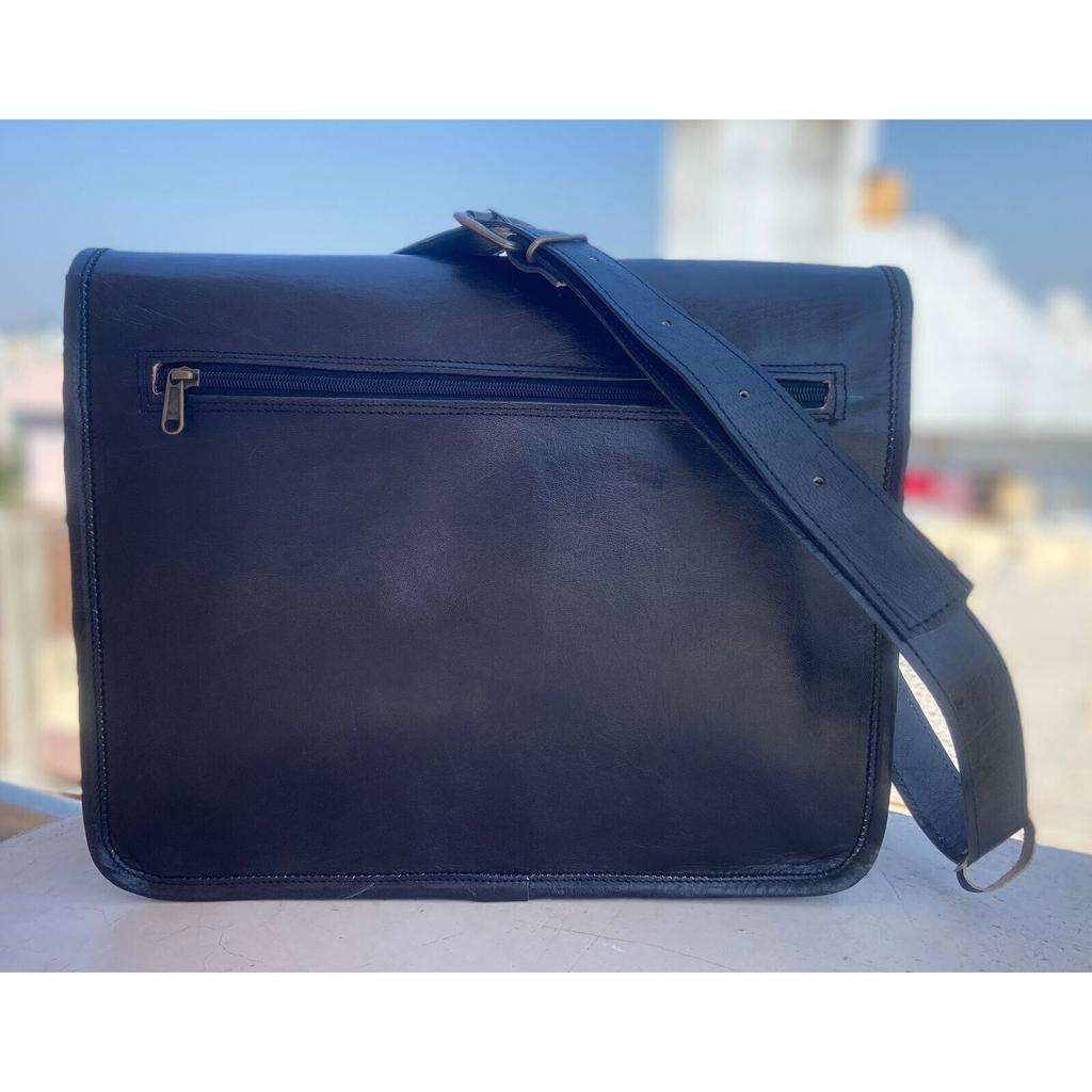 Men's Genuine Vintage Leather Messenger Laptop Briefcase Satchel Black Bag