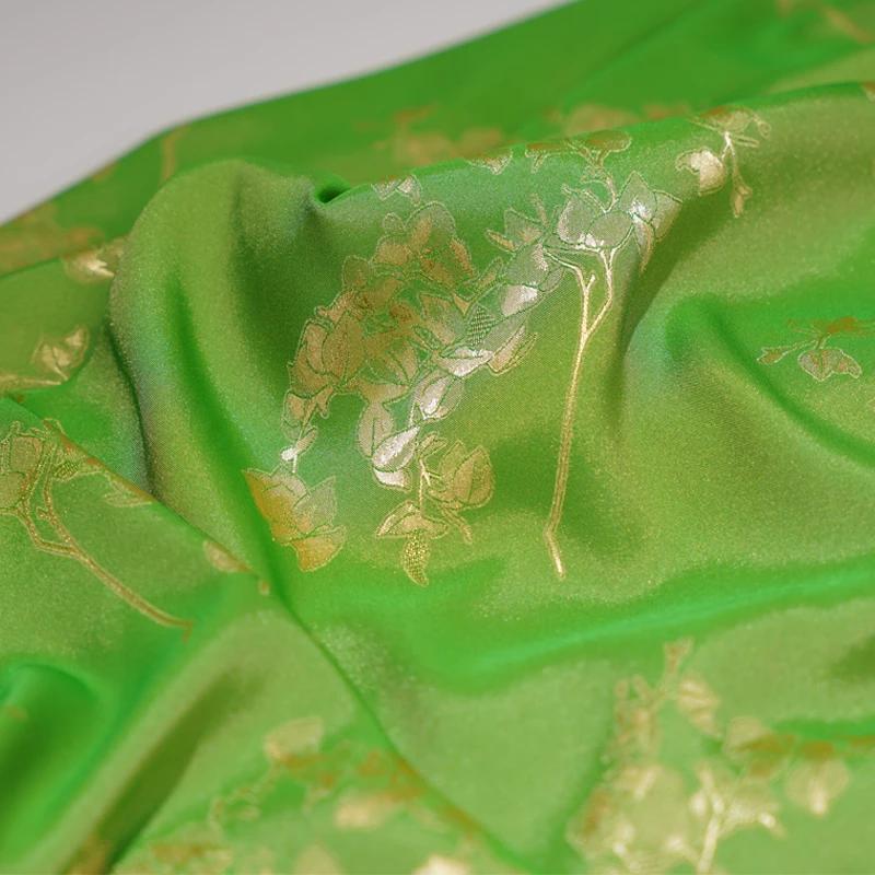 Chinese Style Ancient-style Cotton Bird Patterned Hollowed-out Fabric Flowered Jacquard Silk Satin Fabric Dress Shirt Cheongsam