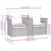2 Seater Garden Sofa with Footstools Grey Poly Rattan