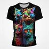 Interesting Animal Graffiti Art Graphic 3D Printing Men's Round Neck Short Sleeved T-shirt