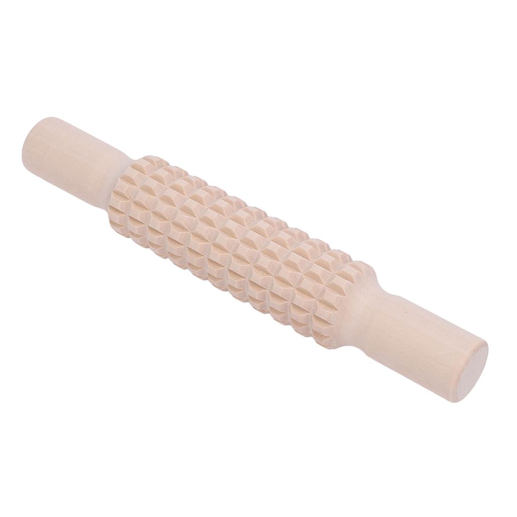 Clay Rolling Pin Grid Texture Wooden Roller Stick Pressing Tool for Pottery Art Projects