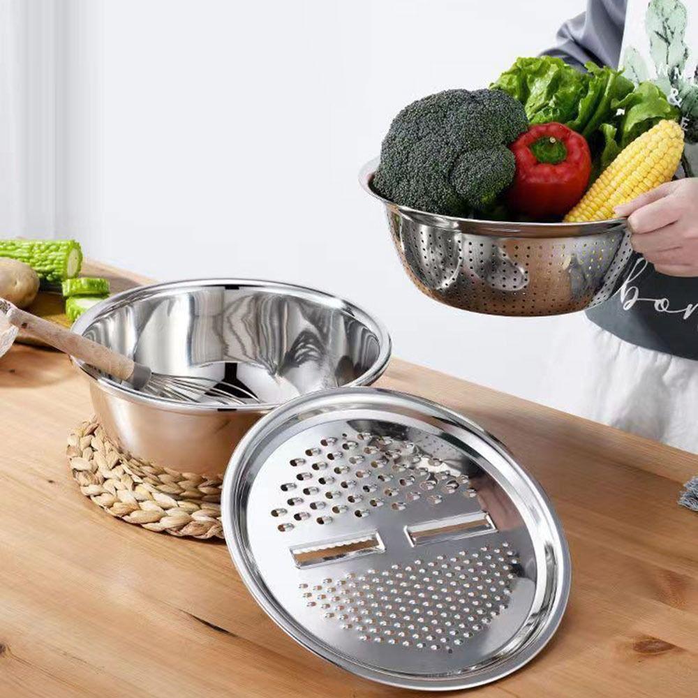 Multifunctional Vegetable Slicer Stainless Steel Vegetable Washing Basin New Potato Slicer