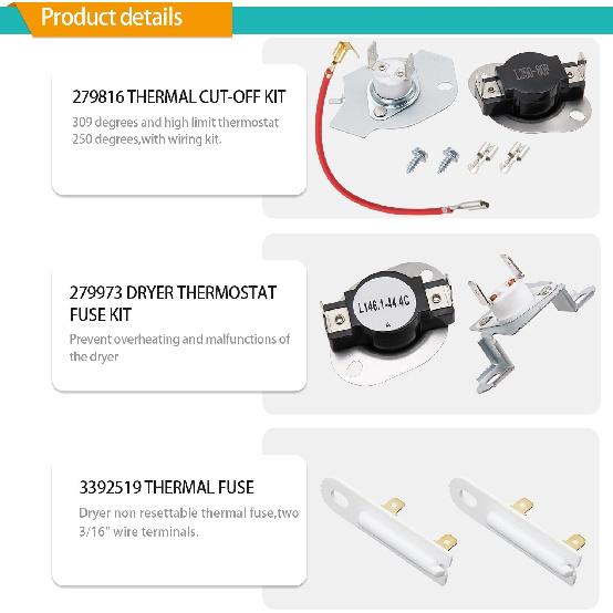 Dryer Heating Element Kit Fit for Maytag MED6630HW1 MED6230HW1 MED6230HW2 MED6230HW3 MED6230HW0 MED6630HC0 MED6630HW0 MED6630HC1 MED6630HC2
