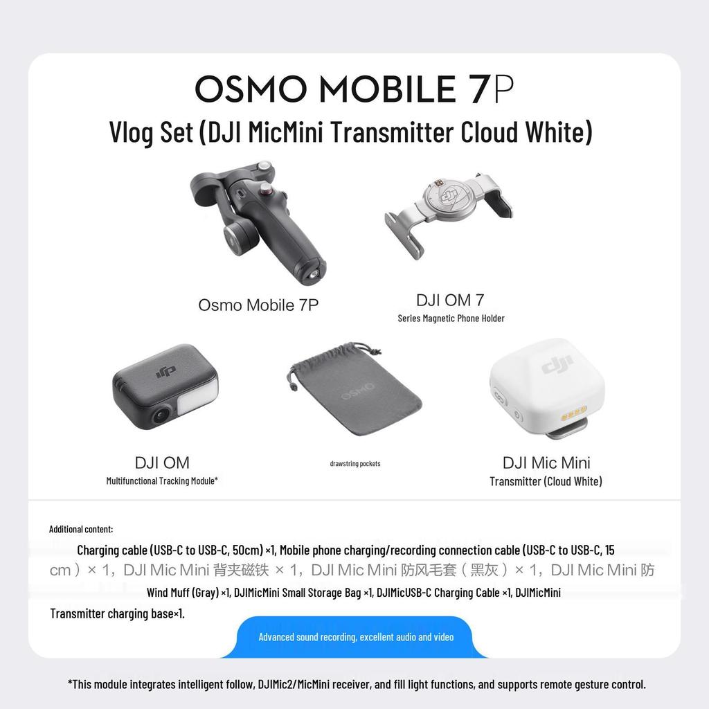 Estabilizador de teléfono DJI Osmo Mobile 7P: Seguimiento Inteligente, Anti-Vibración, Estabilizador de Mano para Vlogs