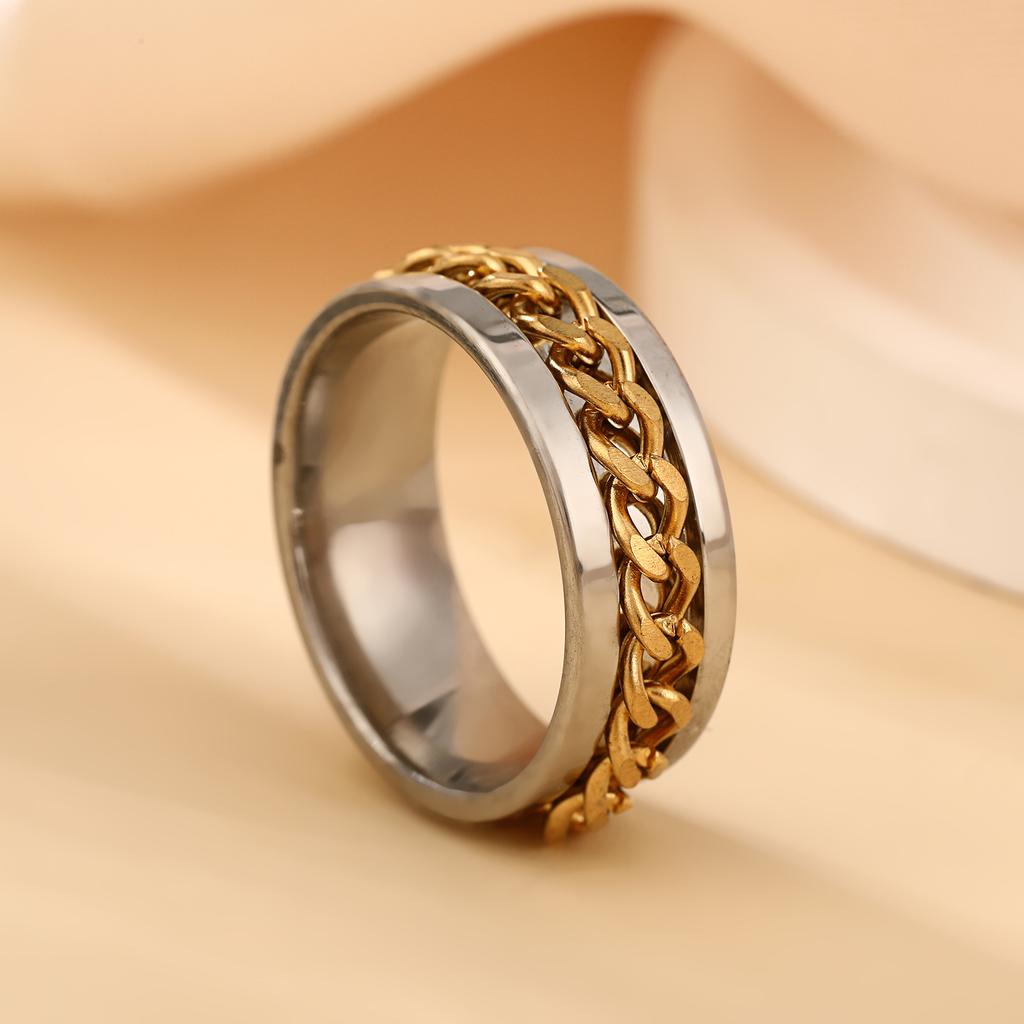 s/Titanium Steel Rotatable Chain Ring Anxiety Multifunctional Jewelry Fashion 8mm Fidget Spinner Rings Power Sense Gifts