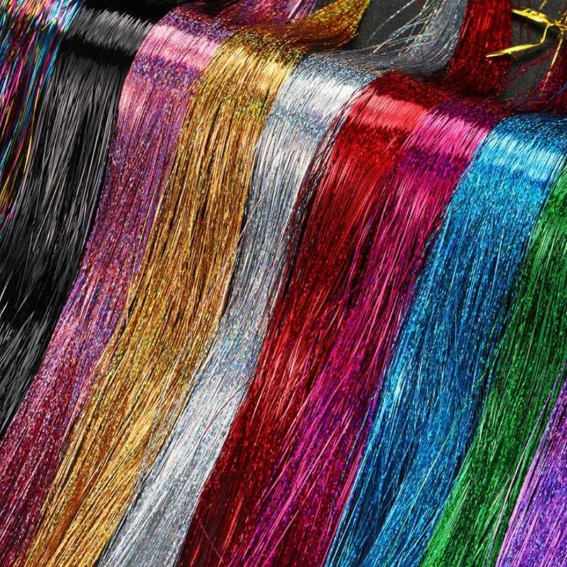 Synthetic Hair Extension Kit Glitter Hair Strands With Secure Clips Natural Shine PET For Long Lasting Wear