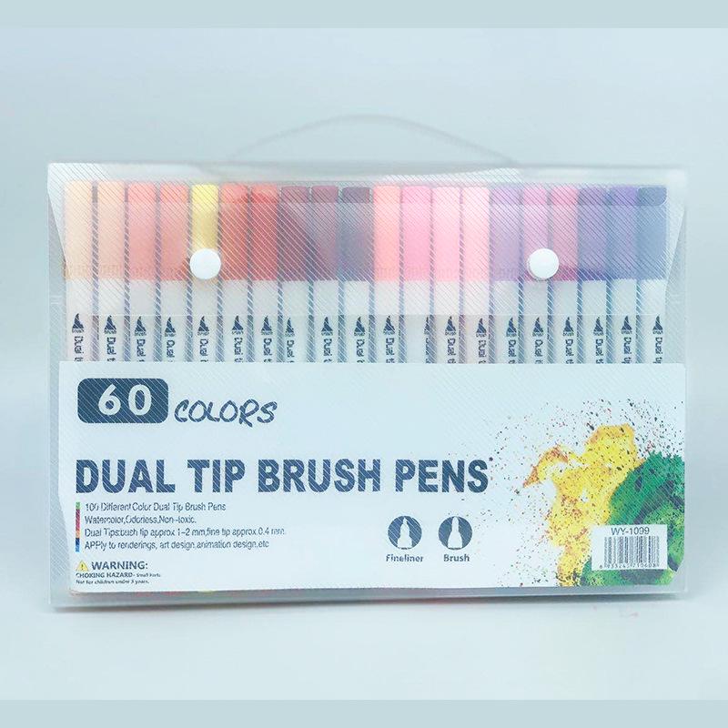Double-Ended Fineliner & Soft Tip Watercolor Pen Set - Art Supplies for Children's Painting & Coloring