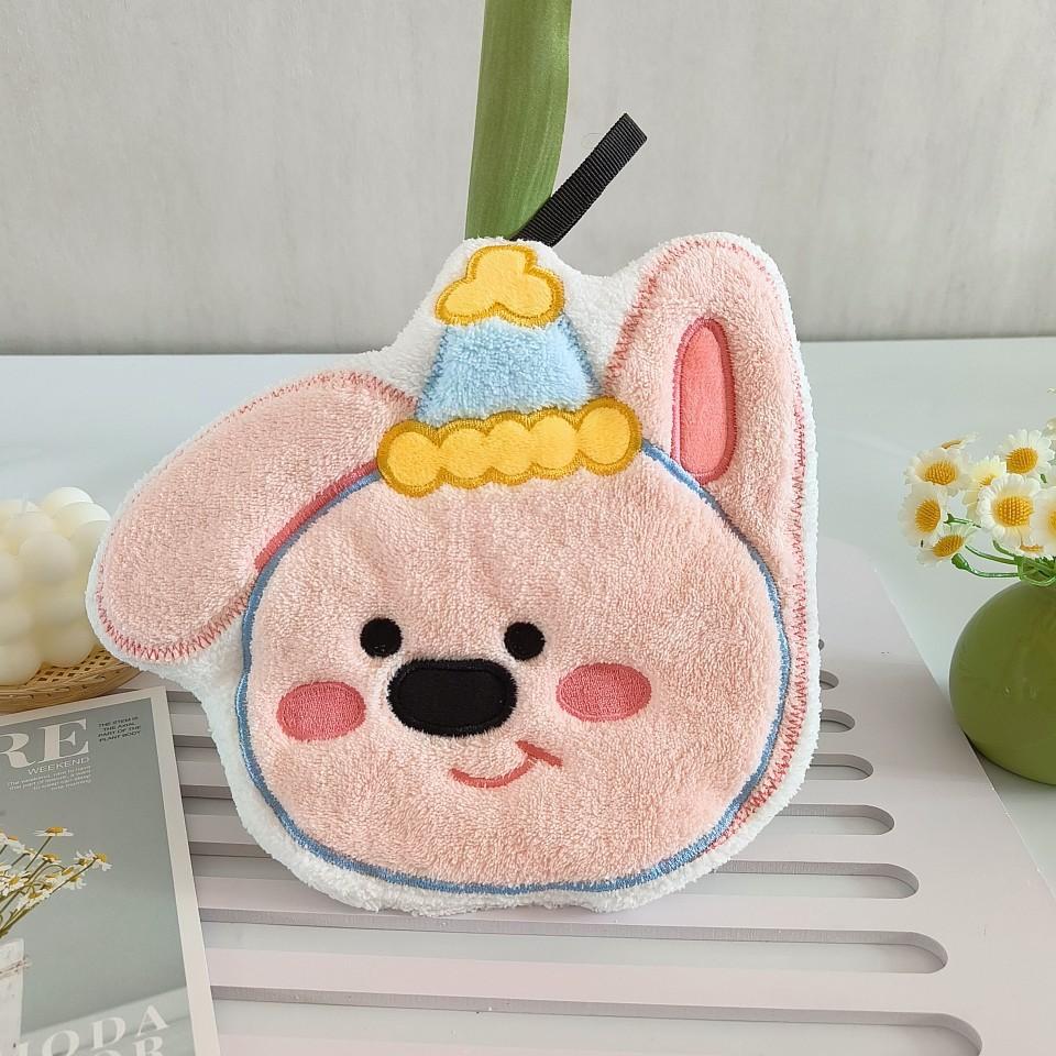Korallfleece Handtuch Cartoon Bär zum Aufhängen saugfähig dickes Taschentuch Haushaltslappen Creme Geburtstag Welpe Kaninchen Küche