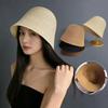 Solid Color Straw Hat Lightweight Foldable Fisherman Cap Women Summer Sun Hats Outdoor UV Protection Bucket Cap Beach Visors
