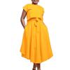 Large size women's clothing new temperament Tongle solid color top big swing skirt two-piece set