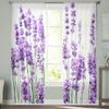 Lavender Plant Flowers Sheer Curtains for Bedroom Living Room Voile Window Drapes Light Filtering Tulle