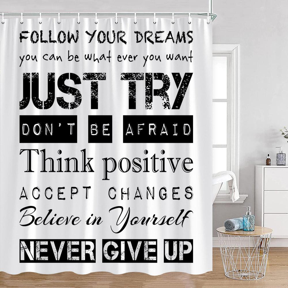 Motivational Words Simple Art Shower Curtains Bathroom Rules Bath Curtain Trust Life Bathroom Curtain Hello Summer Bath Curtain