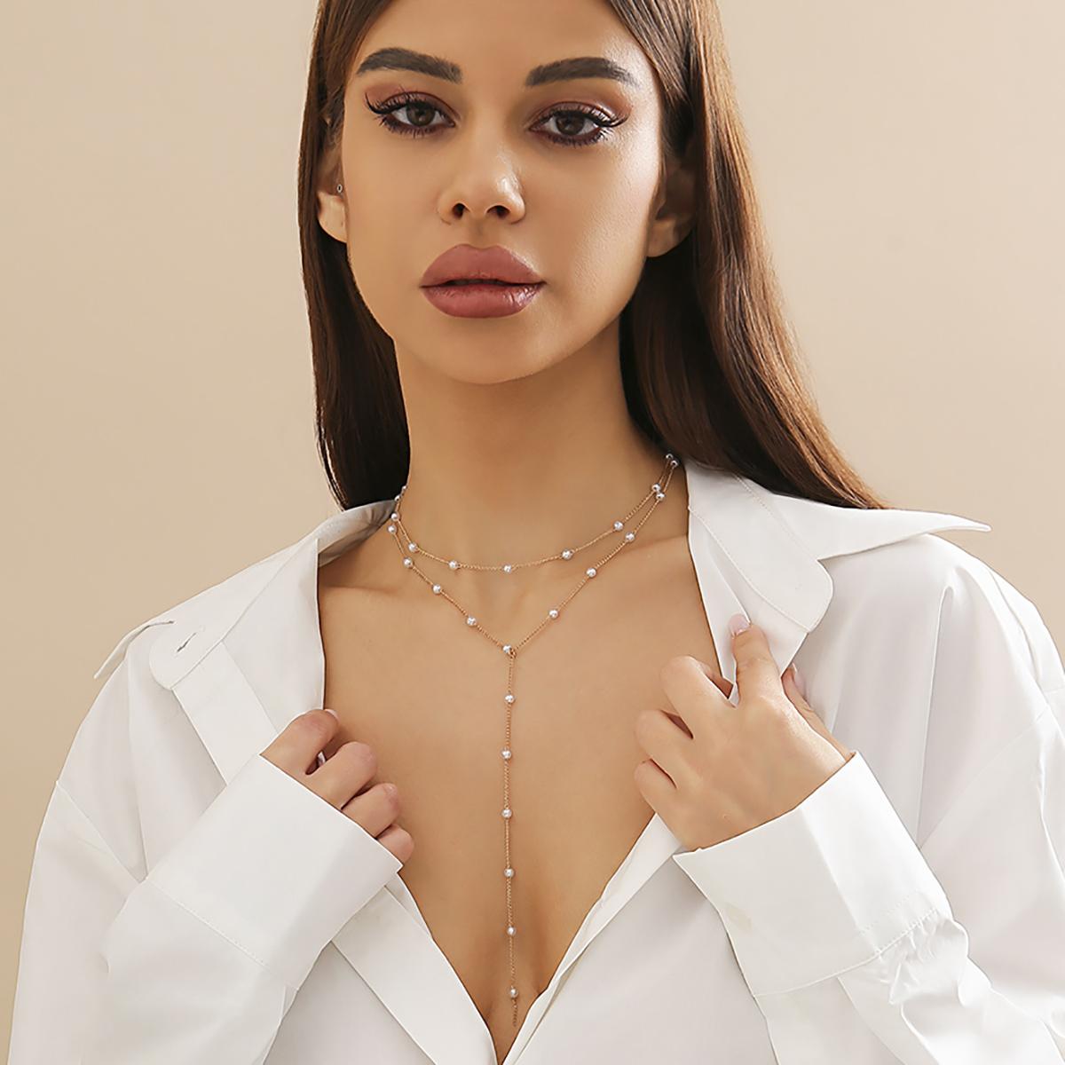 Salircon Корейский Шарм Ожерелье с Имитацией Жемчуга Сексуальный Длинный Кулон-Кисточка Колье-Чокер Женские Элегантные Свадебные Украшения Подарки