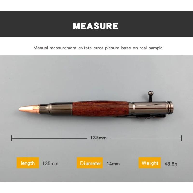 Professional Bolt Action Ballpoint Pen - 1PC Durable Metal Wood Pen, Travel Office School Wedding Favors Gift