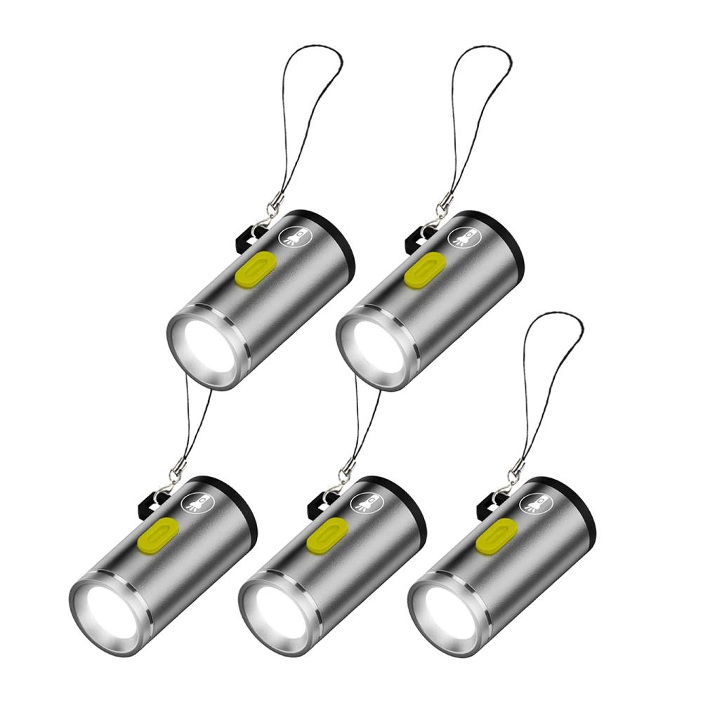 1-5PCS LED Handheld Mini Flashlight Type C Powered Small Pocket Flashlight Outdoor Emergency Light for Outdoor Hiking Camping