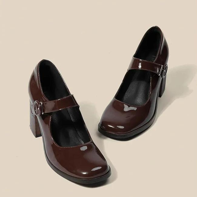 Damskie Buty Moda Mary Jane Buty Jakość Skóra Lakierowana Szpilki But Kwadratowy Nosek Płytkie Usta Pojedyncze Buty Zapatos Mujer