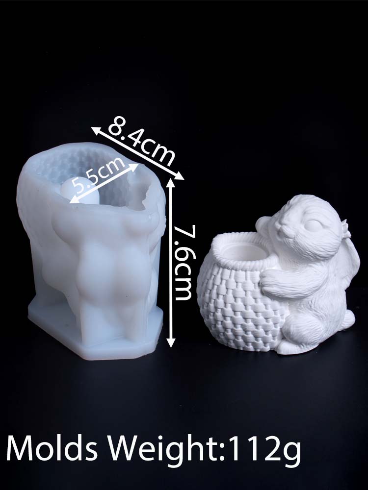 

3D Easter Bunny Hydroponic Vase Silicone Mold DIY Animal Basket Rabbit Test Tube Flowerpot Clay Molds Plaster Resin Craft Making
