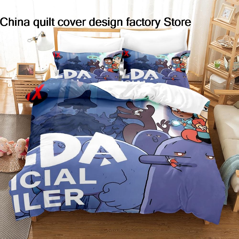 Cute Hilda and Friends Bedding Set 3D Printed Duvet Cover Pillowcase For Kids Bedroom Home Textile Twin Full Queen King Size