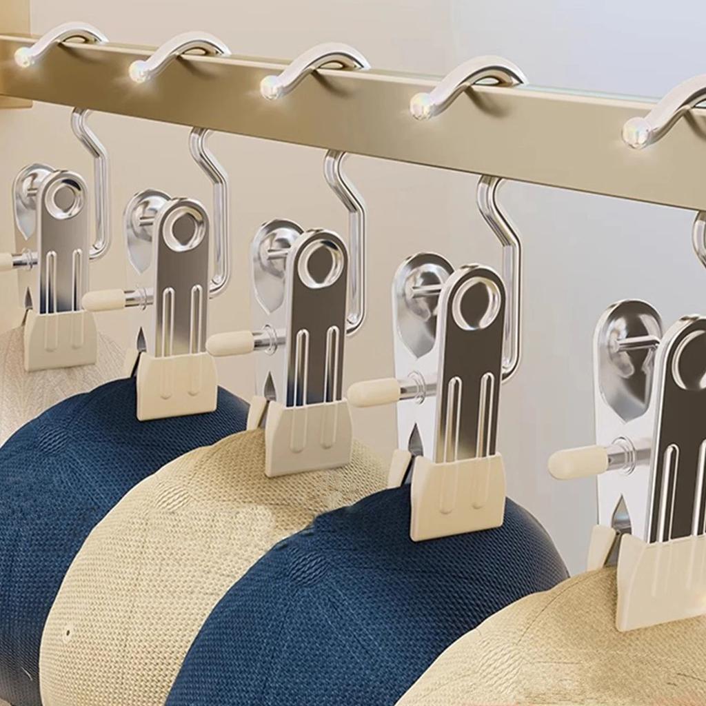 Closet Clothes Organizer Clothes Pegs With Hook Dress Pants Hanger Laundry Tongs Stainless Steel Hat Clothes Hooks Clothespins
