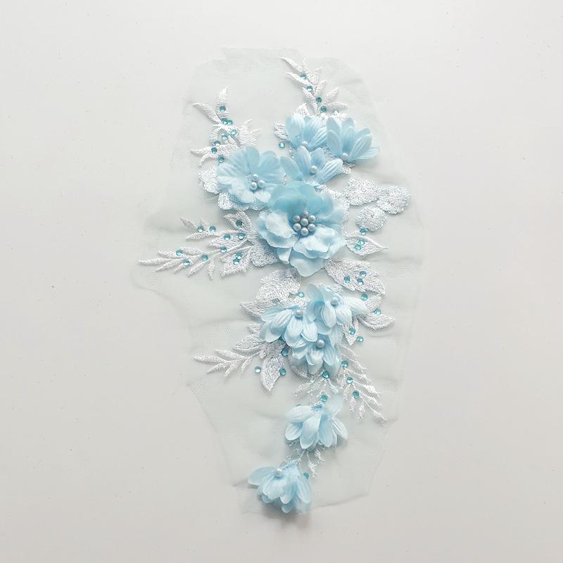 

1 шт. аппликации из бисера и страз для ремонта свадебного платья, шитье, 16 см синий