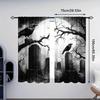 Cortinas estampadas com padrão de cena de cemitério gótico de Halloween, decorações de janela, decorações de casa, decorações de quarto