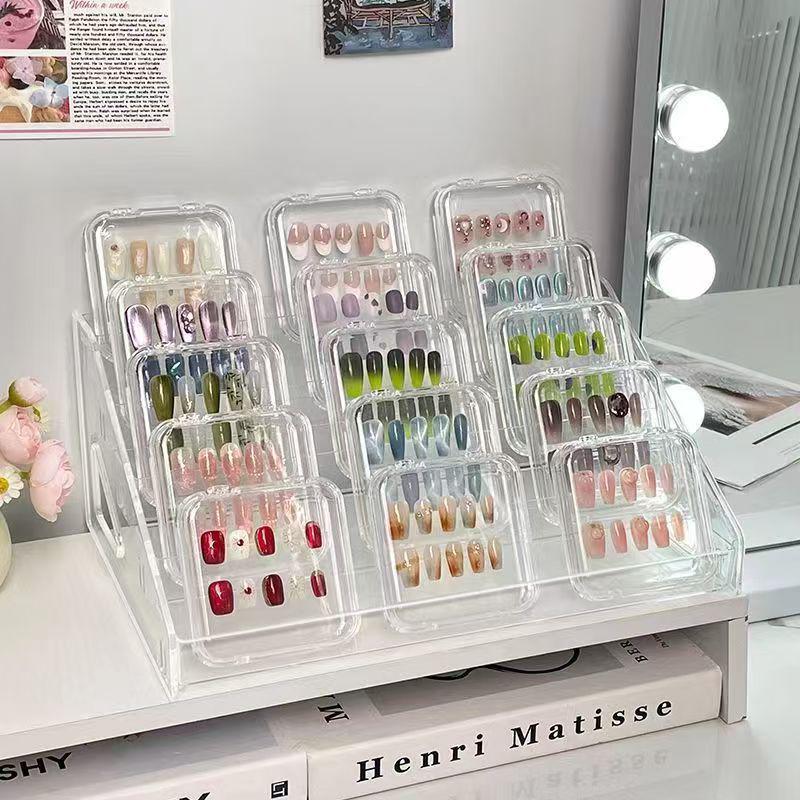 Acrylic Badge Display Stand with Tiered Transparent Storage Shelves