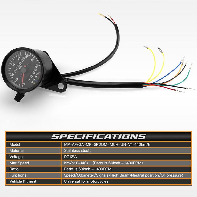 Vintage Motorcycle Speedometer Mechanical Digital Display Speedometer Gauge Retro Modification Accessories Circular With Turn