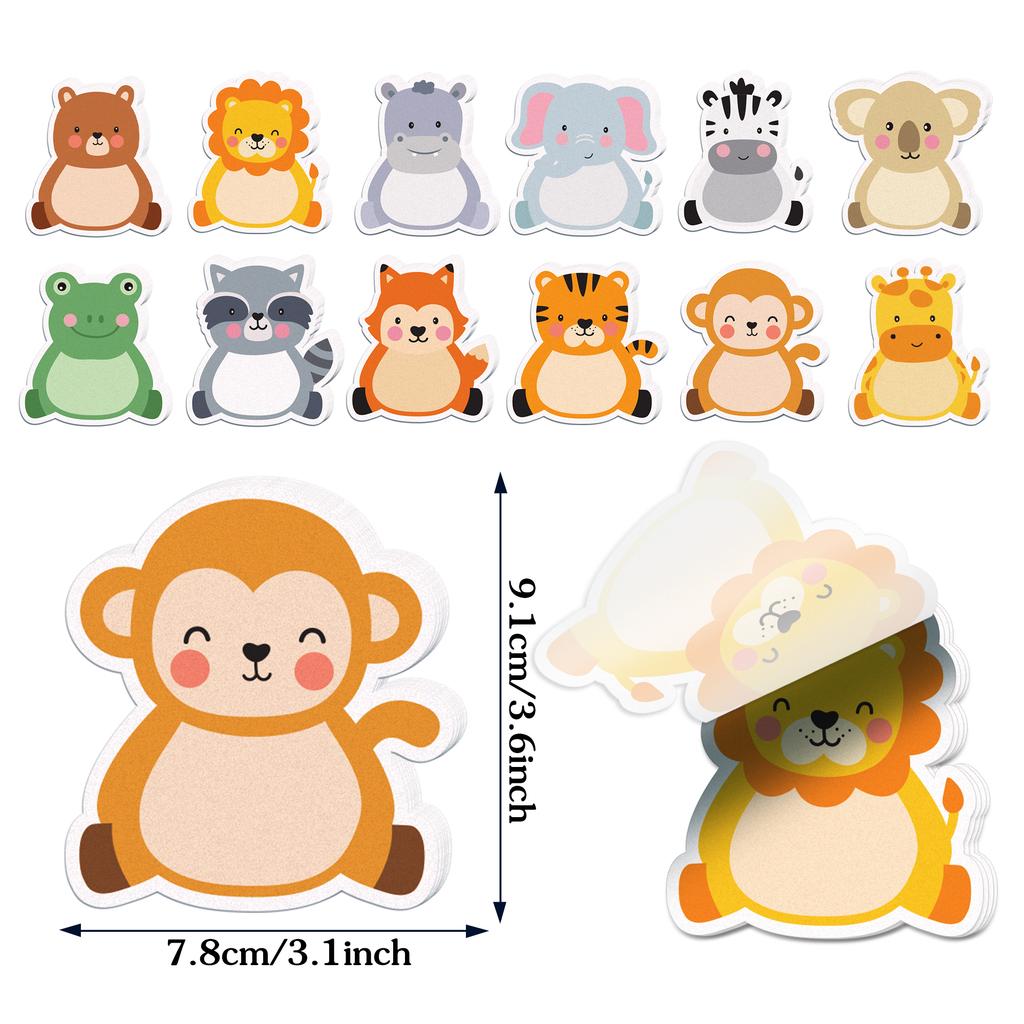 240Pages Cartoon Jungle Animal Memo Pads Set Refrigerator Sticky Notes Stationery Label Notepad Self-Adhesive Memo Book Supplies