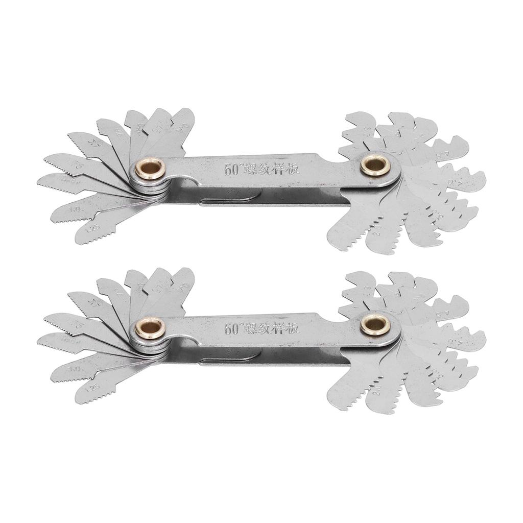 2Pcs Thread Gauge 60 Degrees  20 Blades Metric Stainless Steel Industrial Screw Pitch Measuring Tool