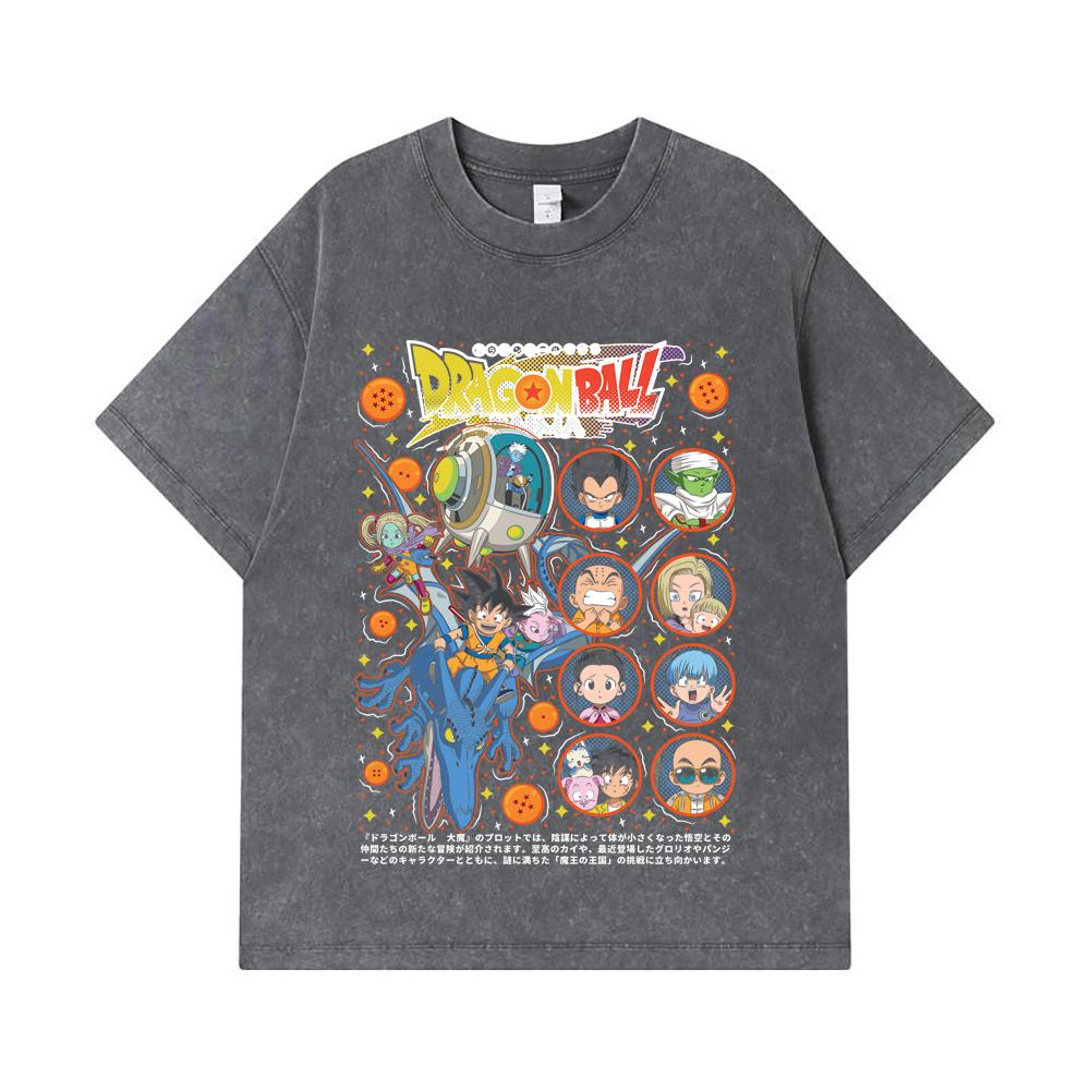 275 GSM Washed T-shirts 100% Cotton Dragon Ball V31 Daima Print Unisex Heavy Cotton T Shirt