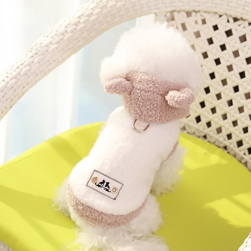 Haustier Plüschbär Mütze Mantel Herbst/Winter Kapuzenpullover Teddybär Yorkshire Kleine Hunde Wintermantel Dicker Mantel Welpenkleidung