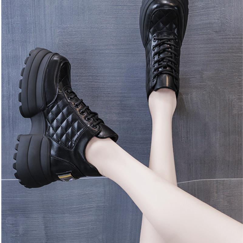Women Casual Sneakers Platform Ladies New Outdoor Walking Sports Shoes Thick Heels Fashion Dad Shoes Vintage Lace Up Bread Shoes