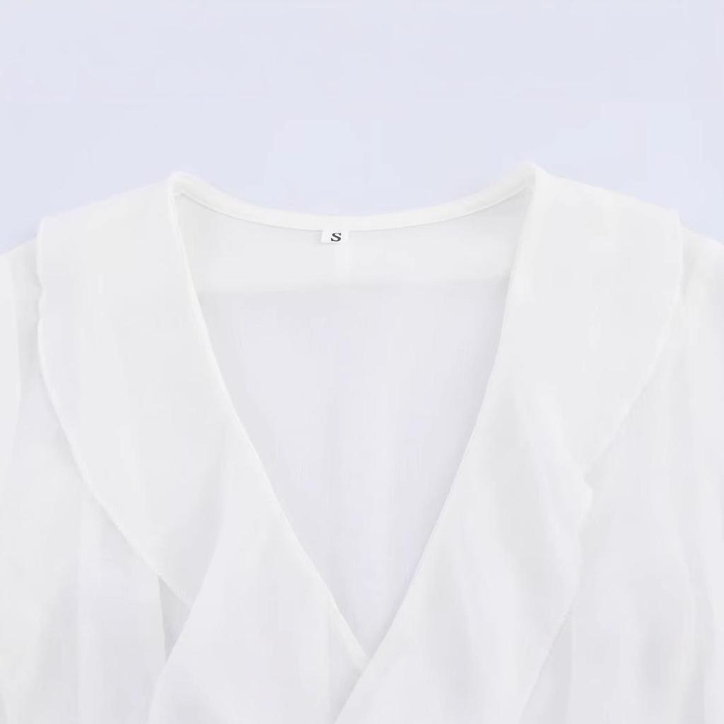 Spring 2025 Women's European & American Style Versatile V-neck Long Sleeve Shirt