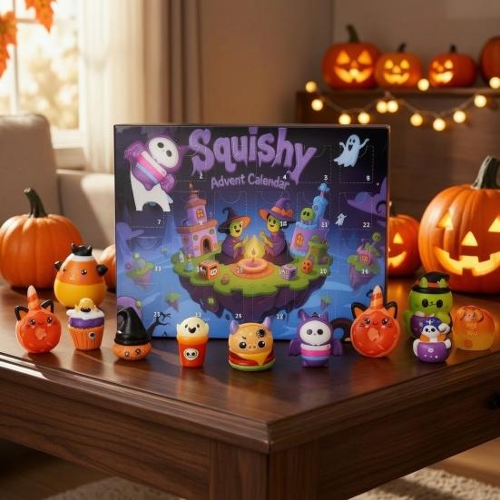 Halloween Advent Calendar 2026 Halloween Squeeze Toys 24-Day Countdown Box for Kids Trick