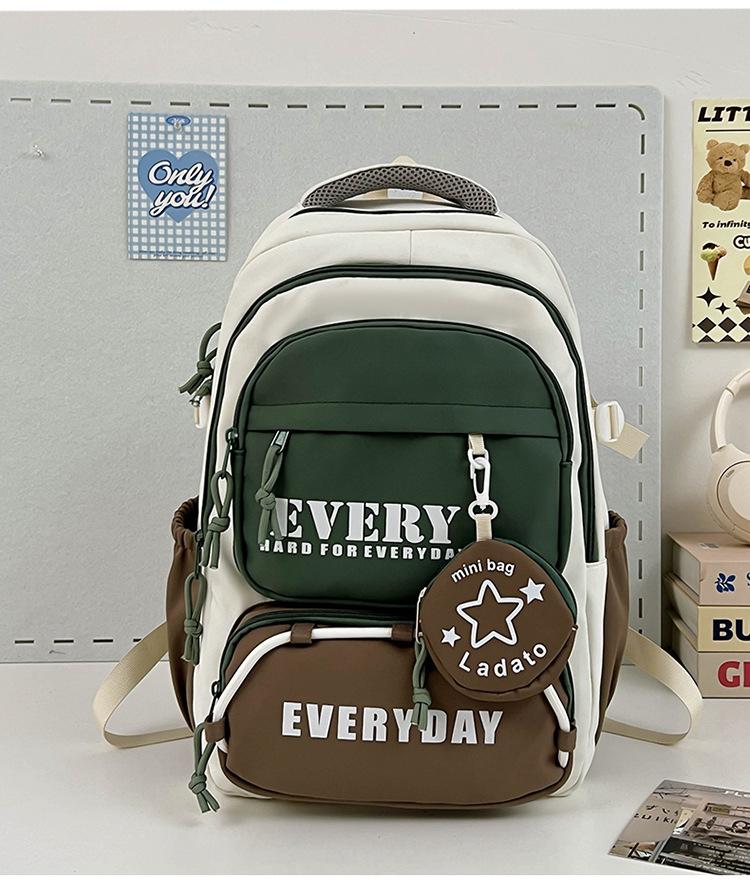 Schoolbag Korean version contrasting color splicing backpack 1011 new fashion and light travel backpack casual tooling style school bag