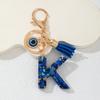 Blue Series Keychain Pendant Initial Letter Key Chain with Eyes Tassel Design