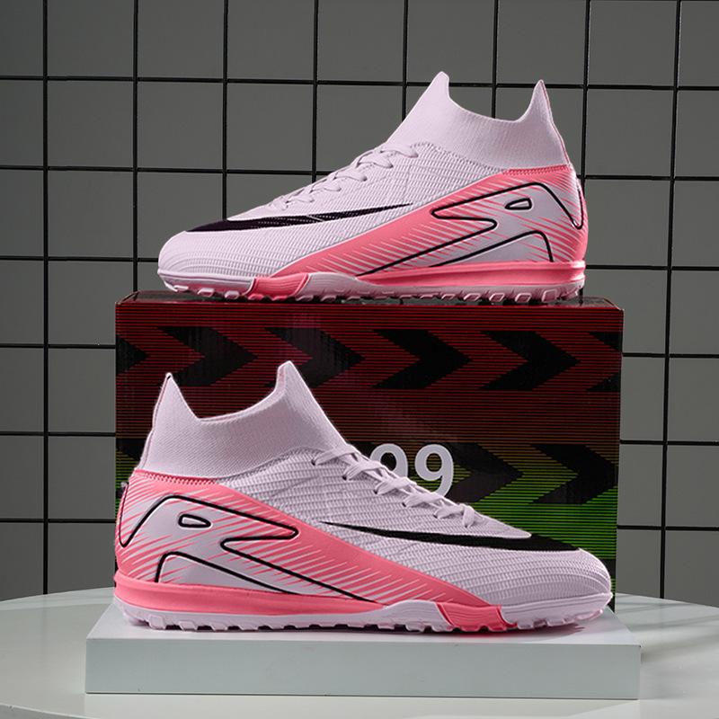 Help European Cup fly-woven football shoes men's high-top TF broken nails grass training shoes