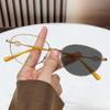 New Photochromic Presbyopia Glasses Small-Frame Metal Oval Blue Light Blocking Goggles Women Reader Eyewear Diopter 0 To +4.0