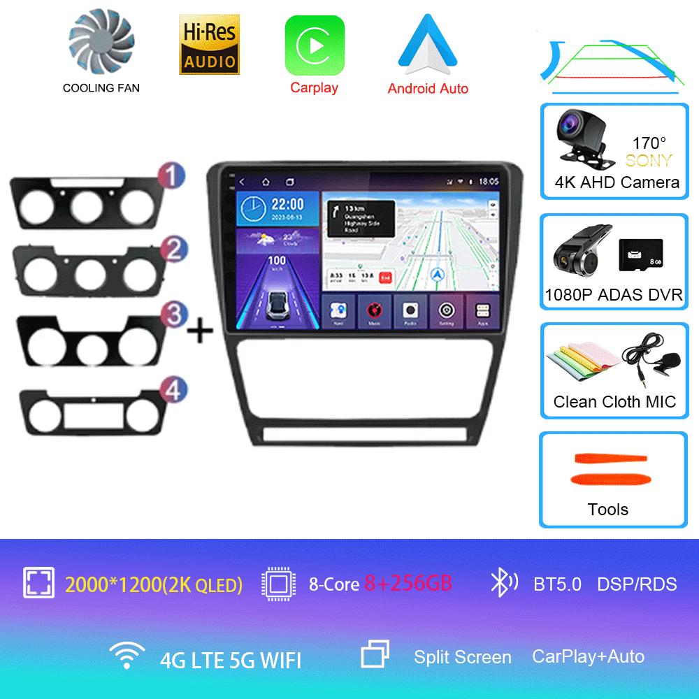Android 14 Car Radio for Skoda Octavia 2 A5 2004 - 2013 Multimedia Video Player Navigation Stereo DVD Carplay Audio Head Unit